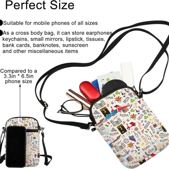 Versatile Women's Italian Crossbody Purse with Zipper Closure & Large Capacity - Picture 3 of 7